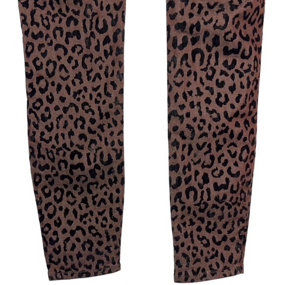Free People Chino Pants Women's Size 25 Brown Cheetah Print Cotton Straight Legs - Picture 6 of 9